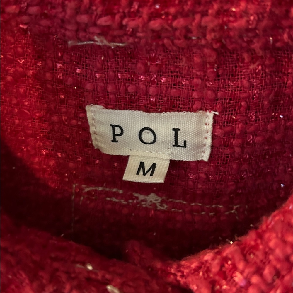 POL Pink Tweed Blazer Jacket Boxy‎ Fit Orange Shacket Medium - Picture 4 of 7